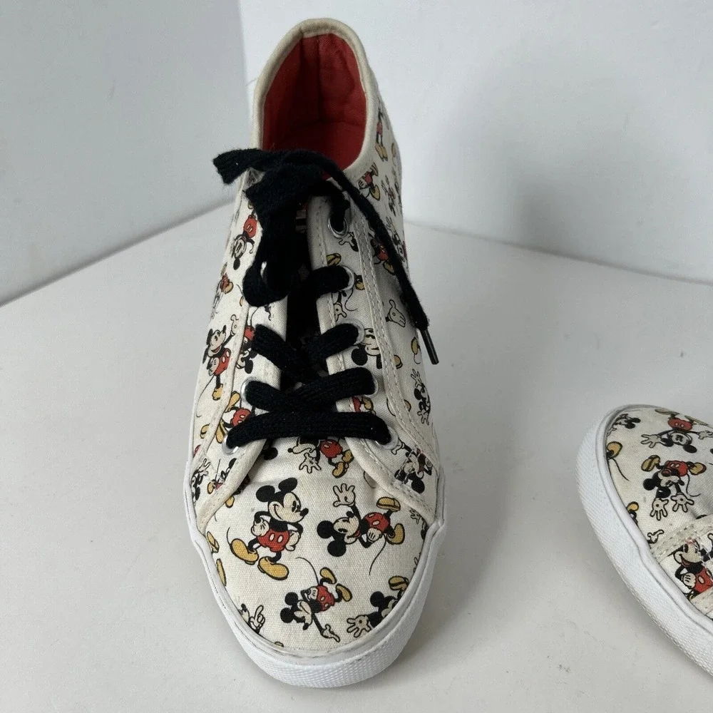 Disney Parks Mickey Mouse Canvas Shoes‎ Sneakers Womens Size 9 Lace Up White